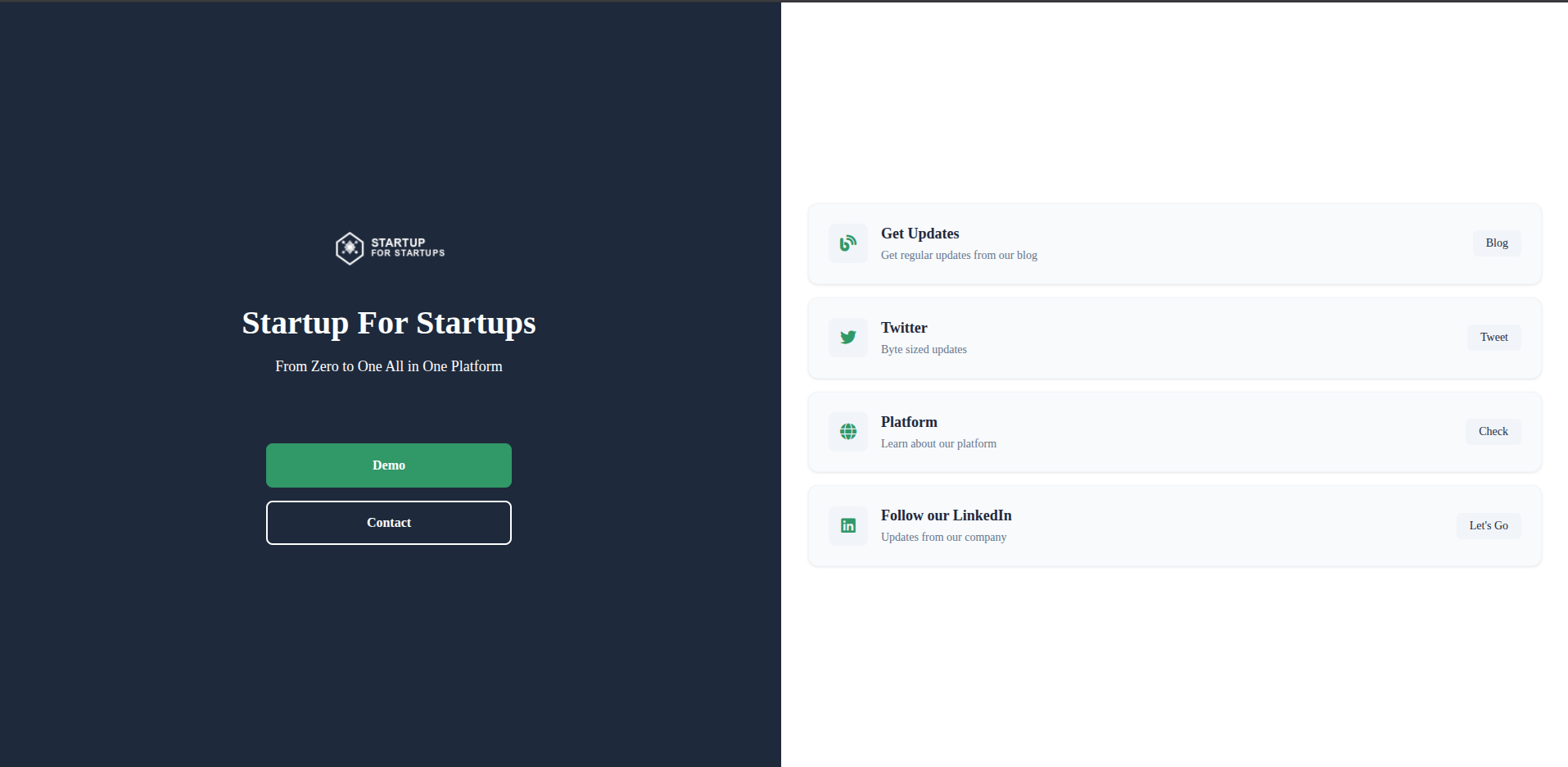 Split screen theme with professional layout